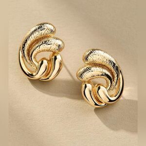 Anthropologie 14K Gold Plated Swirled Post Earrings